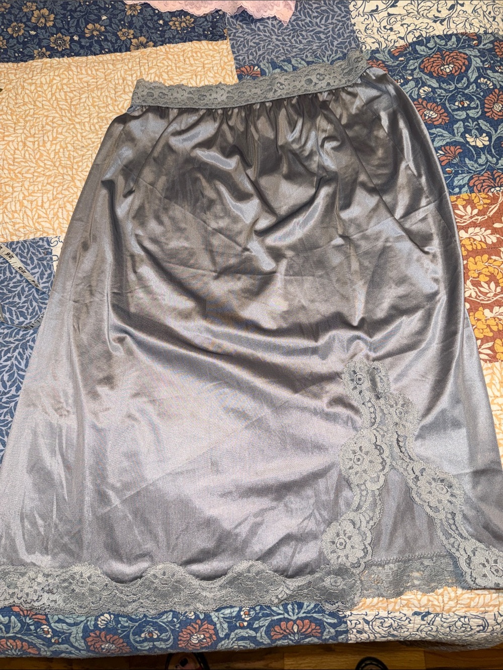Vintage silver grey slip skirt